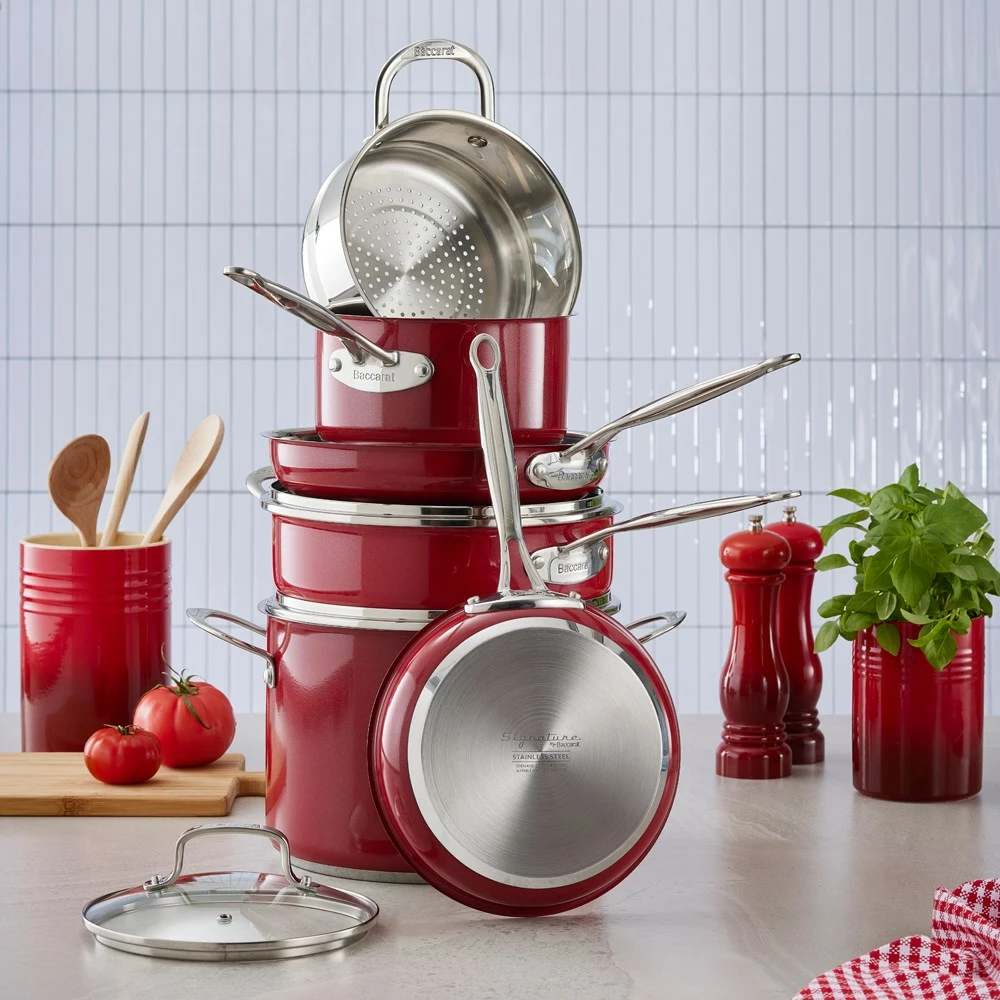 Baccarat Signature Stainless Steel 6 Piece Cookware Set Red - Image 5