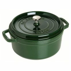 Staub Enamelled Cast Iron Round Cocotte 24cm Basil Green 3.8L
