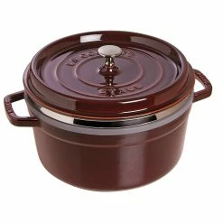 Staub Enamelled Cast Iron Round Cocotte With Steamer Grenadine 26cm 5.2L