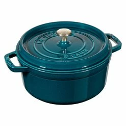 Staub Enamelled Cast Iron Round Cocotte La Mer 24cm Blue 3.8L