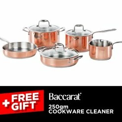 Baccarat Le Connoisseur 5 Piece Stainless Steel Cookware Set Copper
