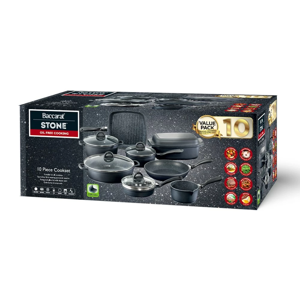 Baccarat STONE 10 Piece Cast Aluminium Cookware Set With Egg Poacher - Image 6