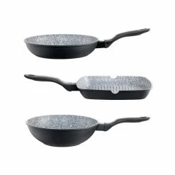 Baccarat STONEX2 Non Stick Cast Aluminium Grill, Fry & Wok Tri Pack 28cm